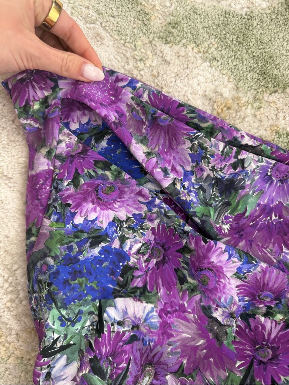 Chiara Boni Purple Floral One Shoulder Dress - Picture 2 of 7